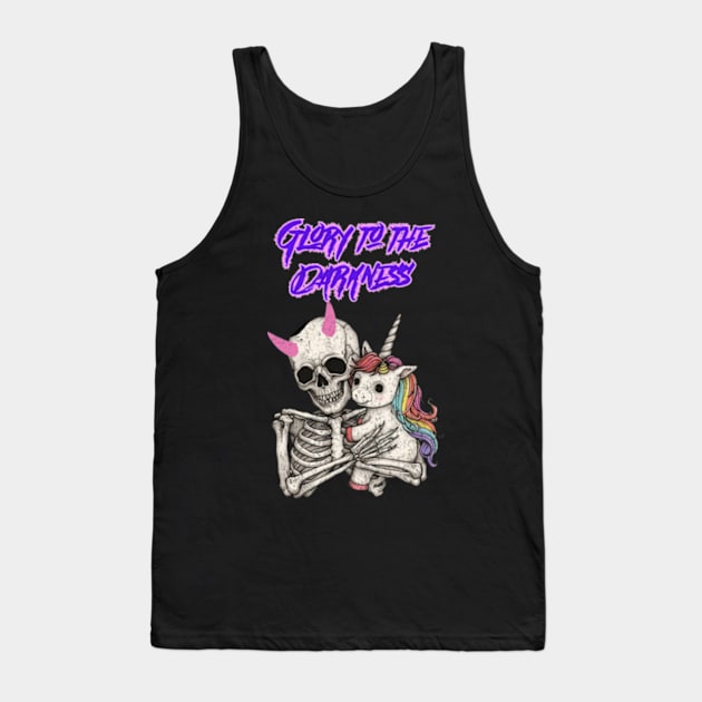 Glory to the Darkness Pastel Goth Skeleton Unicorn Tank Top by Lavender Celeste